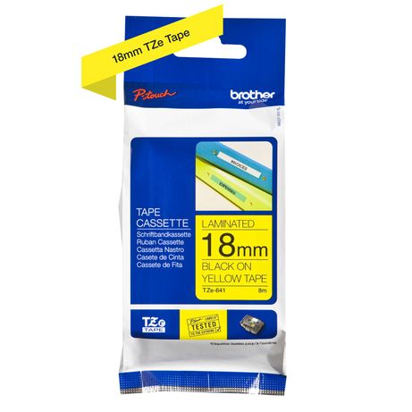 TZE-641 LAMINATED TAPE 18MM 8M BLACK ON YELL OW - Imagen 3 de 4 TZE-641 LAMINATED TAPE 18MM 8M BLACK ON YELL OW - Imagen 3 de 4