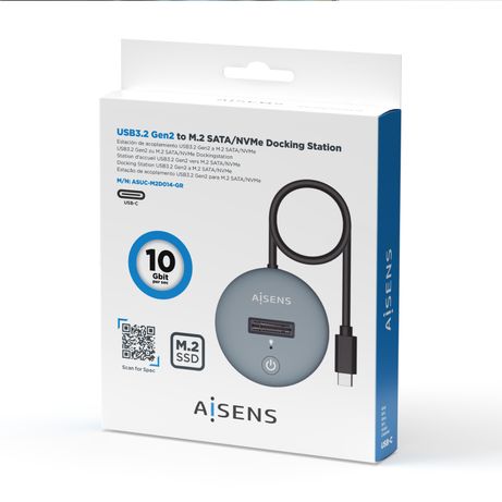 Aisens USB-C Dock M.2 Sata/Nvme-Usb3.1 Gen2 Gris - Imagen 5 de 6 Aisens USB-C Dock M.2 Sata/Nvme-Usb3.1 Gen2 Gris - Imagen 5 de 6