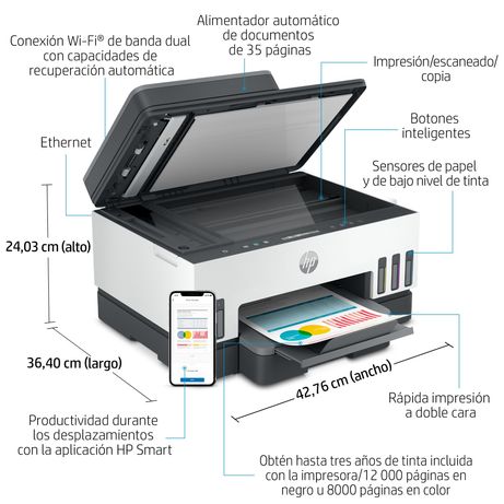 HP Smart Tank Multifunción A4Wifi Thermal Inkjet Dúplex Impresora multifunción HP Smart Tank 7305, Impresión, escaneado, copia, AAD y Wi-Fi, AAD de 35 - Imagen 12 de 16 HP Smart Tank Multifunción A4Wifi Thermal Inkjet Dúplex Impresora multifunción HP Smart Tank 7305, Impresión, escaneado, copia, AAD y Wi-Fi, AAD de 35 - Imagen 12 de 16