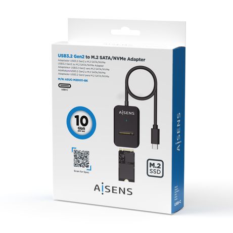 Aisens USB-C Dock M.2 Sata/Nvme-Usb3.1 Gen2 Negra - Imagen 5 de 7 Aisens USB-C Dock M.2 Sata/Nvme-Usb3.1 Gen2 Negra - Imagen 5 de 7