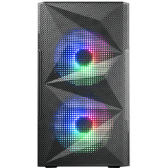 CAJA COMPACTA MICROATX MARS GAMING MC-ME BLACK FRONTAL MESH CON 2 VENTILADORES FRGB 120mm LATERAL DE CRISTAL TEMPLADO SIN FUENTE DE ALIMENTACION