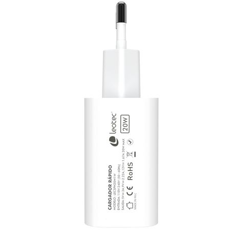 CARGADOR DE PARED LEOTEC 20W POWER DELIVERY 3.0 USB-C BLANCO - Imagen 3 de 6 CARGADOR DE PARED LEOTEC 20W POWER DELIVERY 3.0 USB-C BLANCO - Imagen 3 de 6