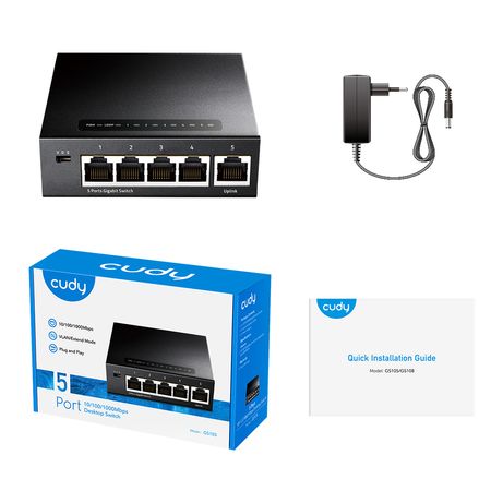 SWITCH 5 PUERTOS 10/100/1000 CUDY GS105 NEGRO - Imagen 5 de 5 SWITCH 5 PUERTOS 10/100/1000 CUDY GS105 NEGRO - Imagen 5 de 5