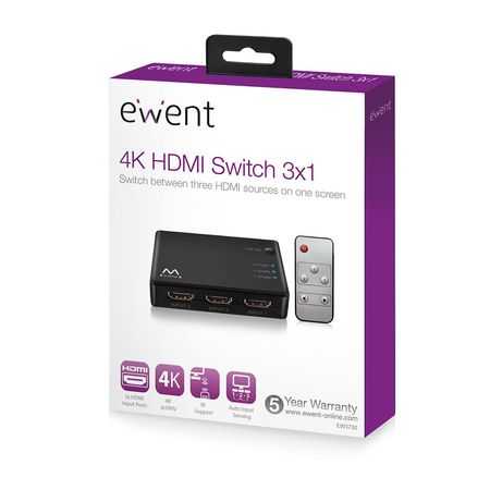 SWITCH HDMI 4K EWENT EW1282 3 PUERTOS - Imagen 5 de 7 SWITCH HDMI 4K EWENT EW1282 3 PUERTOS - Imagen 5 de 7