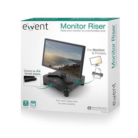 SOPORTE MONITOR EWENT CON AJUSTE ALTURA Y CAJON - Imagen 5 de 5 SOPORTE MONITOR EWENT CON AJUSTE ALTURA Y CAJON - Imagen 5 de 5