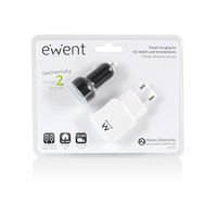 Miniatura 3 de CARGADOR COCHE + CASA EWENT 2 USB EW1206 2.1A BLANCO-NEGRO