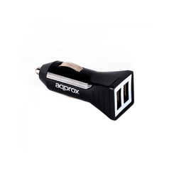 CARGADOR COCHE APPROX 2 USB 2.4A APPUSBCAR21B NEGRO