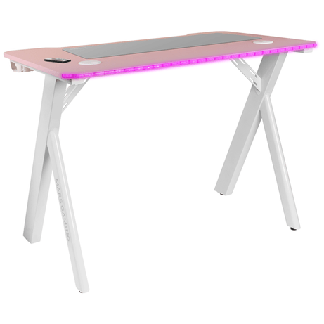 MESA MARS GAMING MGD RGB BLANCA CON TABLERO ROSA CHASIS ACERO TABLERO 100X60cm ALTURA 74cm RGB - Imagen 1 de 1 MESA MARS GAMING MGD RGB BLANCA CON TABLERO ROSA CHASIS ACERO TABLERO 100X60cm ALTURA 74cm RGB - Imagen 1 de 1