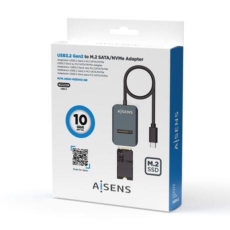 Aisens USB-C Dock M.2 Sata/Nvme-Usb3.1 Gen2 Gris - Imagen 5 de 7 Aisens USB-C Dock M.2 Sata/Nvme-Usb3.1 Gen2 Gris - Imagen 5 de 7