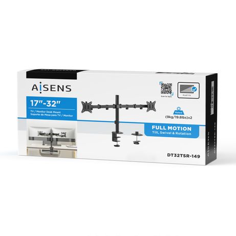 AISENS Soporte De Mesa Eco Giratorio E Inclinable Para Monitor/tv 9kg (3 Pivotes, 2 Brazos) De 17-32, Negro - Imagen 5 de 8 AISENS Soporte De Mesa Eco Giratorio E Inclinable Para Monitor/tv 9kg (3 Pivotes, 2 Brazos) De 17-32, Negro - Imagen 5 de 8