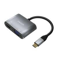Miniatura 1 de AISENS Conversor USB-C a VGA/HDMI 4K, USB-C/M-VGA/H-HDMI/H, Gris, 15CM