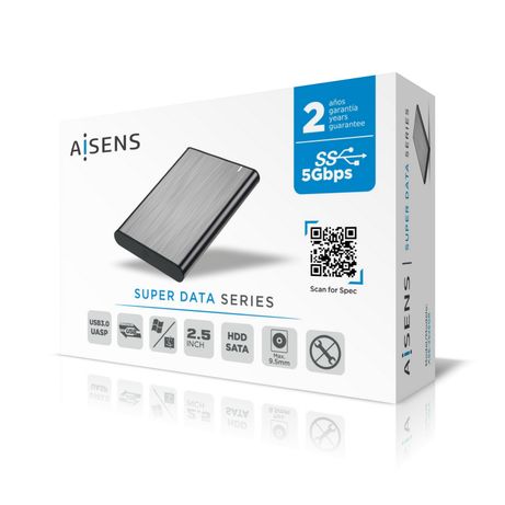 AISENS Caja Externa 2.5" ASE-2525GR 9.5mm SATA A USB 3.0 / USB 3.1 Gen1 Gris - Imagen 5 de 6 AISENS Caja Externa 2.5" ASE-2525GR 9.5mm SATA A USB 3.0 / USB 3.1 Gen1 Gris - Imagen 5 de 6