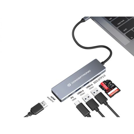 ADAPTADOR USB-C 6IN1 USB 3.2 Gen 1 Docking Station, USB 3.0 x 2, 100W USB PD, 4K 60Hz HDMI, SD, TF/MicroSD - Imagen 4 de 8 ADAPTADOR USB-C 6IN1 USB 3.2 Gen 1 Docking Station, USB 3.0 x 2, 100W USB PD, 4K 60Hz HDMI, SD, TF/MicroSD - Imagen 4 de 8