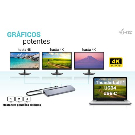 I-TEC USB-C ERGO 3X LCD DOCK METAL ERGONOMIC 4K DOCK PD 100 W - Imagen 6 de 10 I-TEC USB-C ERGO 3X LCD DOCK METAL ERGONOMIC 4K DOCK PD 100 W - Imagen 6 de 10