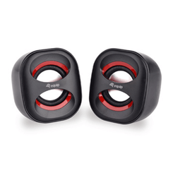 ALTAVOCES 2.0 EQUIP LIFE MINI  6W RMS COLOR NEGRO Y ROJO JACK 3.5" ALIMETANCION USB