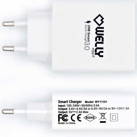 Cargador de pared welly enjoy de dos puertos con carga rapida 3.0 30w blanco WY11101 - Imagen 3 de 4 Cargador de pared welly enjoy de dos puertos con carga rapida 3.0 30w blanco WY11101 - Imagen 3 de 4