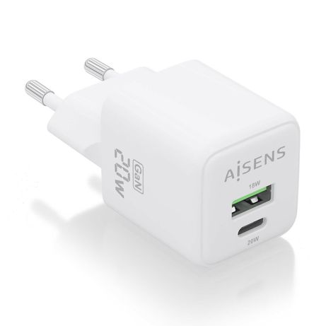 CARGADOR AISENS GAN 20W 1XUSB-C PD3.0 QC4.0 1XUSB-A QC3.0 BLANCO - Imagen 2 de 7 CARGADOR AISENS GAN 20W 1XUSB-C PD3.0 QC4.0 1XUSB-A QC3.0 BLANCO - Imagen 2 de 7