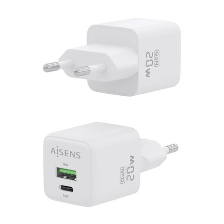 CARGADOR AISENS GAN 20W 1XUSB-C PD3.0 QC4.0 1XUSB-A QC3.0 BLANCO - Imagen 4 de 7 CARGADOR AISENS GAN 20W 1XUSB-C PD3.0 QC4.0 1XUSB-A QC3.0 BLANCO - Imagen 4 de 7