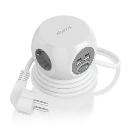 AISENS Regleta de Enchufes Sobremesa Multifuncion con 3 Tomas 2xUSB C 2xUSB A 1 4M Blanco - Imagen 2 de 7 AISENS Regleta de Enchufes Sobremesa Multifuncion con 3 Tomas 2xUSB C 2xUSB A 1 4M Blanco - Imagen 2 de 7