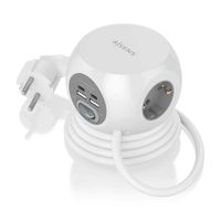 Miniatura 3 de AISENS Regleta de Enchufes Sobremesa Multifuncion con 3 Tomas   2xUSB C  2xUSB A  1 4M  Blanco