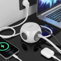 Miniatura 5 de AISENS Regleta de Enchufes Sobremesa Multifuncion con 3 Tomas   2xUSB C  2xUSB A  1 4M  Blanco