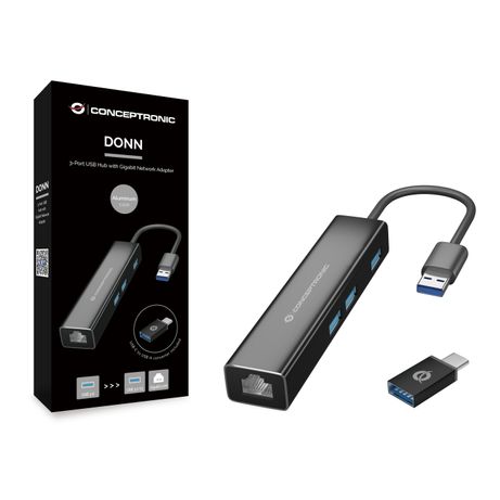 ADAPTADOR USB A GIGABIT ETHERNET RJ45 CONCEPTRONIC CON HUB USB 3.0 3 PUERTOS Y ADAPTADOR USB-C - Imagen 5 de 5 ADAPTADOR USB A GIGABIT ETHERNET RJ45 CONCEPTRONIC CON HUB USB 3.0 3 PUERTOS Y ADAPTADOR USB-C - Imagen 5 de 5