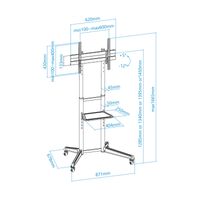 Miniatura 7 de Tooq FS1170M-B Soporte suelo ruedas Ramsés 37-70