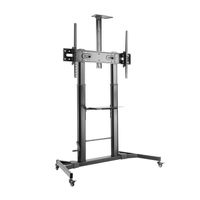 Miniatura 2 de AISENS Soporte de Suelo ECO con Ruedas y Manivela, Bandeja para DVD y Soporte de Cámara para Monitor/TV 100Kg de 60-100, Negro