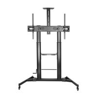 Miniatura 3 de AISENS Soporte de Suelo ECO con Ruedas y Manivela, Bandeja para DVD y Soporte de Cámara para Monitor/TV 100Kg de 60-100, Negro