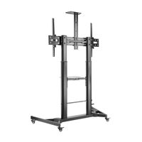 Miniatura 4 de AISENS Soporte de Suelo ECO con Ruedas y Manivela, Bandeja para DVD y Soporte de Cámara para Monitor/TV 100Kg de 60-100, Negro