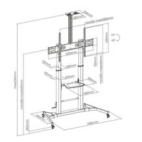 Miniatura 5 de AISENS Soporte de Suelo ECO con Ruedas y Manivela, Bandeja para DVD y Soporte de Cámara para Monitor/TV 100Kg de 60-100, Negro