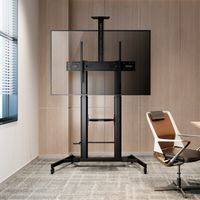 Miniatura 6 de AISENS Soporte de Suelo ECO con Ruedas y Manivela, Bandeja para DVD y Soporte de Cámara para Monitor/TV 100Kg de 60-100, Negro