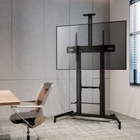 Miniatura 7 de AISENS Soporte de Suelo ECO con Ruedas y Manivela, Bandeja para DVD y Soporte de Cámara para Monitor/TV 100Kg de 60-100, Negro
