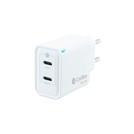CARGADOR USB PARED COOLBOX GAN 35W USB-C/USB-C QC3.0 BLANCO - Imagen 1 de 4 CARGADOR USB PARED COOLBOX GAN 35W USB-C/USB-C QC3.0 BLANCO - Imagen 1 de 4
