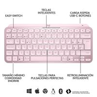 Miniatura 7 de TECLADO LOGITECH BLUETOOTH MX KEYS MINI ILUMINADO COMPACTO RECARGABLE USB-C COLOR ROSA 920-010813