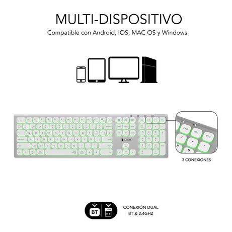 TECLADO BLUETOOTH/2.4G MASTER ILUMINADO EXT P/B - Imagen 5 de 10 TECLADO BLUETOOTH/2.4G MASTER ILUMINADO EXT P/B - Imagen 5 de 10