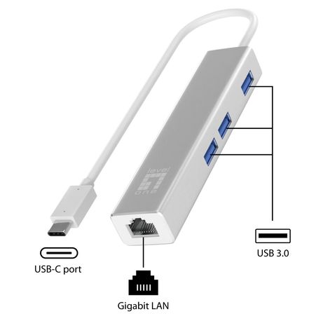 TARJETA DE RED 10/100/1000 LEVELONE USB-0504 USB TIPO C + HUB USB3.0 - Imagen 3 de 4 TARJETA DE RED 10/100/1000 LEVELONE USB-0504 USB TIPO C + HUB USB3.0 - Imagen 3 de 4