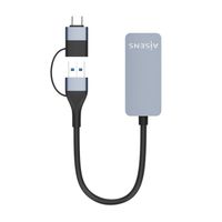 Miniatura 3 de AISENS Conversor USB3.2 Gen1 USB-A+USB-C a Ethernet 2.5G 10/100/1000/2500 Mbps, Gris, 15cm