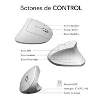 Miniatura 3 de RATON SUBBLIM VERTICAL ERGO DUAL BATERIA BLANCO