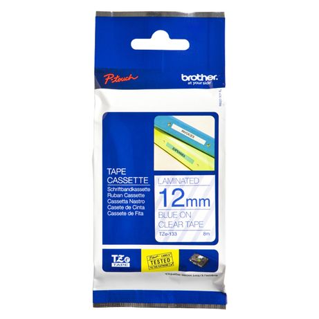 TZE-133 LAMINATED TAPE 12MM 8M BLUE ON CLE AR - Imagen 2 de 3 TZE-133 LAMINATED TAPE 12MM 8M BLUE ON CLE AR - Imagen 2 de 3