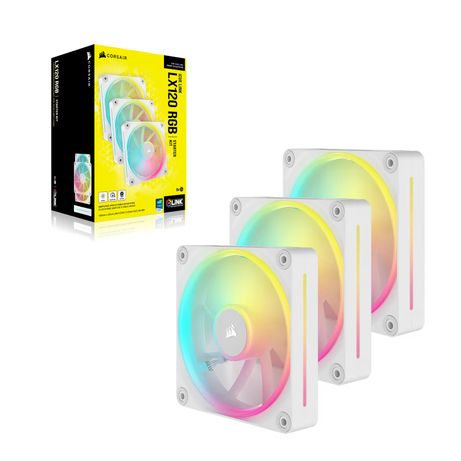VENTILADOR CAJA CORSAIR LX RGB SERIES iCUE LINK LX120 RGB BLANCO TRIPLE PACK CO-9051030-WW - Imagen 6 de 6 VENTILADOR CAJA CORSAIR LX RGB SERIES iCUE LINK LX120 RGB BLANCO TRIPLE PACK CO-9051030-WW - Imagen 6 de 6