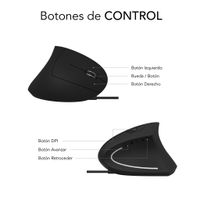 Miniatura 6 de RATON SUBBLIM VERTICAL ERGO WIRED BLACK