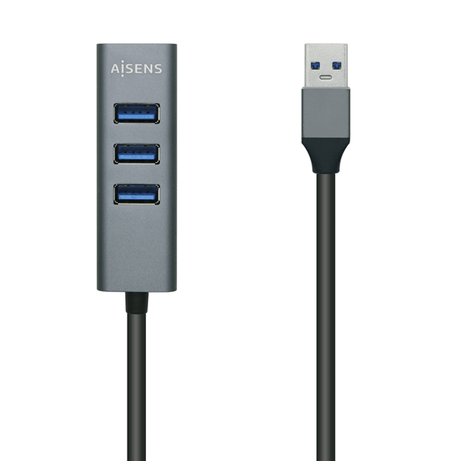 AISENS Hub USB3.0 Aluminio, Tipo A/M - 4x Tipo A/H, Negro, 30 cm - Imagen 1 de 4 AISENS Hub USB3.0 Aluminio, Tipo A/M - 4x Tipo A/H, Negro, 30 cm - Imagen 1 de 4
