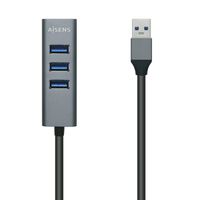 Miniatura 2 de AISENS Hub USB3.0 Aluminio, Tipo A/M - 4x Tipo A/H, Negro, 30 cm