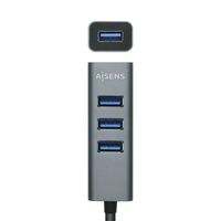 Miniatura 3 de AISENS Hub USB3.0 Aluminio, Tipo A/M - 4x Tipo A/H, Negro, 30 cm