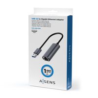 Miniatura 5 de AISENS Conversor USB 3.0 A Ethernet Gigabit 10/100/1000 Mbps, Gris, 15cm