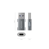 Miniatura 4 de AISENS - MINI ADAPTADOR USB 3.2 GEN2 10G 3A, TIPO USB-C/H-A/M, GRIS
