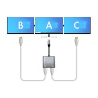 Miniatura 5 de AISENS - CONVERSOR USB-C A 2xHDMI 4K SST MST/USB2.0/USB-C PD 60W, USB-C/M-2xHDMI/H-USB-A/H-USB-C/H, GRIS, 15CM