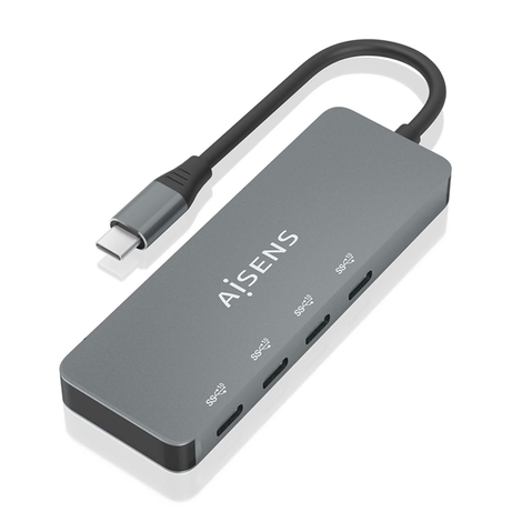 AISENS Hub USB 3.2 Gen2 10G USB-C, USB-C/M-4xUSB-C/H, Gris, 15cm - Imagen 1 de 6 AISENS Hub USB 3.2 Gen2 10G USB-C, USB-C/M-4xUSB-C/H, Gris, 15cm - Imagen 1 de 6