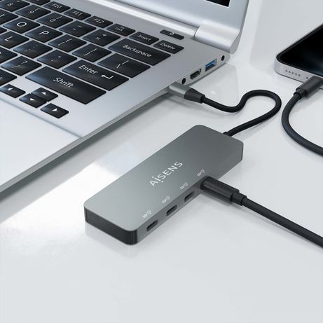 AISENS Hub USB 3.2 Gen2 10G USB-C, USB-C/M-4xUSB-C/H, Gris, 15cm - Imagen 6 de 6 AISENS Hub USB 3.2 Gen2 10G USB-C, USB-C/M-4xUSB-C/H, Gris, 15cm - Imagen 6 de 6